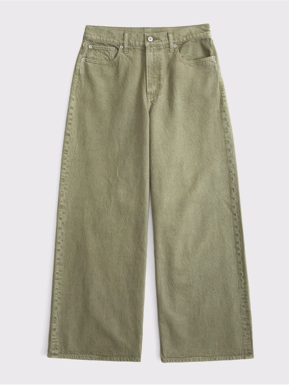 Wide Leg High-Rise Jeans in Olive Green